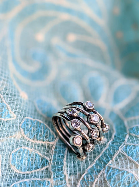 Sterling Silver Stacked Cubic Zirconia Ring – Modern Handmade